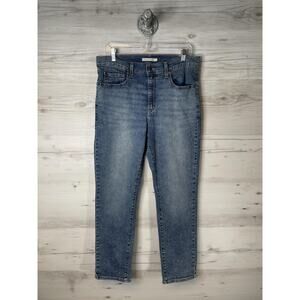 Levis 724 High Rise Straight Jeans Womens 32 Blue Medium Wash Stretch Denim